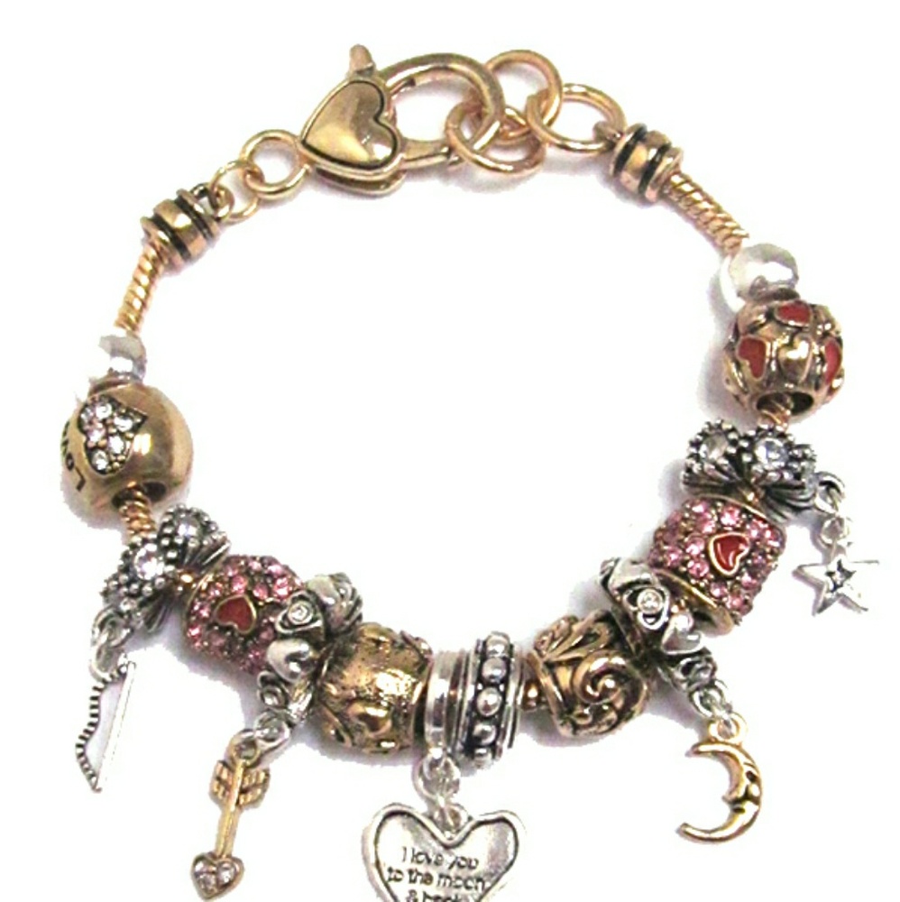 I LOVE YOU TO THE MOON & BACK Charm Bracelet